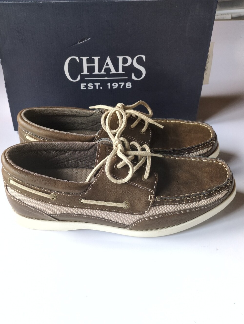 Chaps Men's Kanas Brown Boat Shoes Size 12
